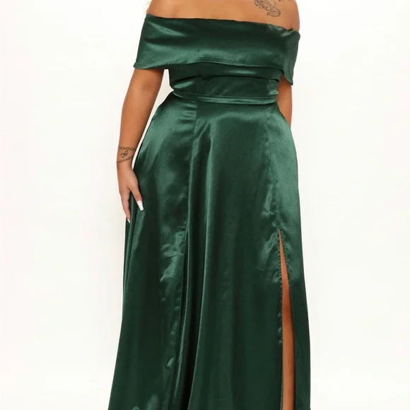 Fashion Nova Dresses Naomi Off Shoulder Maxi Dressemerald